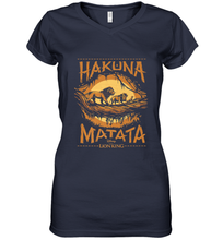 Load image into Gallery viewer, Disney The Lion King Live Action Hakuna Matata Sunset Poster Women's V-Neck T-Shirt
