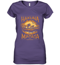 Load image into Gallery viewer, Disney The Lion King Live Action Hakuna Matata Sunset Poster Women's V-Neck T-Shirt

