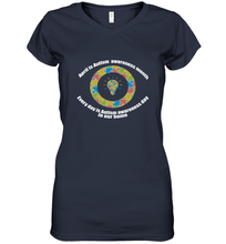 Load image into Gallery viewer, April is autism awareness month , Every day is Autism awareness day in our home AutismT shirt Women's V-Neck T-Shirt
