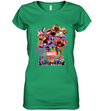 Load image into Gallery viewer, Marvel Rising Secret Warriors Hero Action Pose Collage Women's V-Neck T-Shirt
