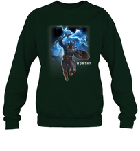 Load image into Gallery viewer, Marvel Avengers Endgame Captain America Worthy Action Pose Crewneck Sweatshirt
