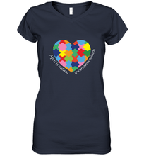 Load image into Gallery viewer, April is autism awareness month T shirt Women's V-Neck T-Shirt
