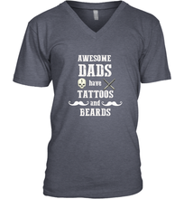 Load image into Gallery viewer, Awesome dads have tattoo and beards Happy Father's day Men's V-Neck
