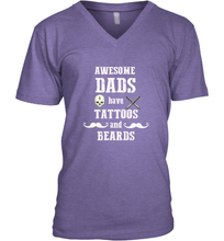 Load image into Gallery viewer, Awesome dads have tattoo and beards Happy Father's day Men's V-Neck
