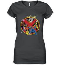 Load image into Gallery viewer, Marvel X Men Animated Series Logo Retro 90s Women's V-Neck T-Shirt
