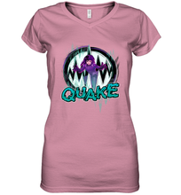 Load image into Gallery viewer, Marvel Rising Secret Warriors Quake Action Pose Logo Women's V-Neck T-Shirt
